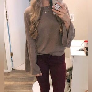 Brown bell sleeve sweater